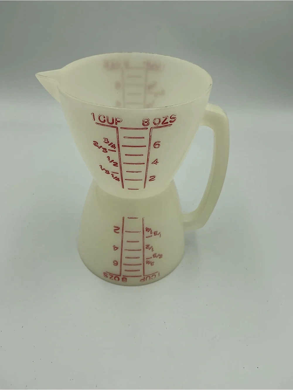 Vintage Tupperware Wet Dry Measuring Cups Twin Double Measure 1 cup 8oz